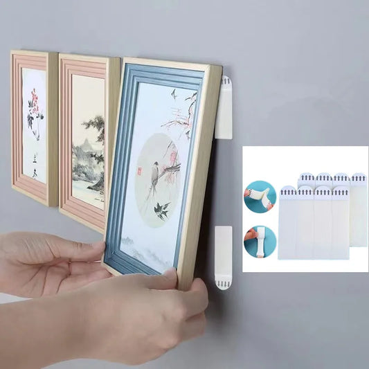 Punch-Free Frame Tape Strips Assorted Mounting Self Adhesive Picture Frame Fixed Poster Wall Hook Decorate Fixing Wall Hanger